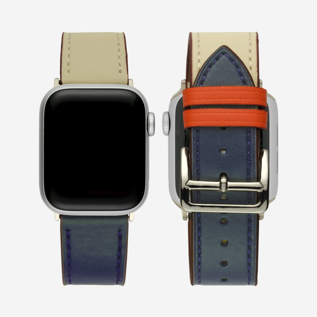 Oxford Classic Apple Watch Band - Vanilla &amp; Navy